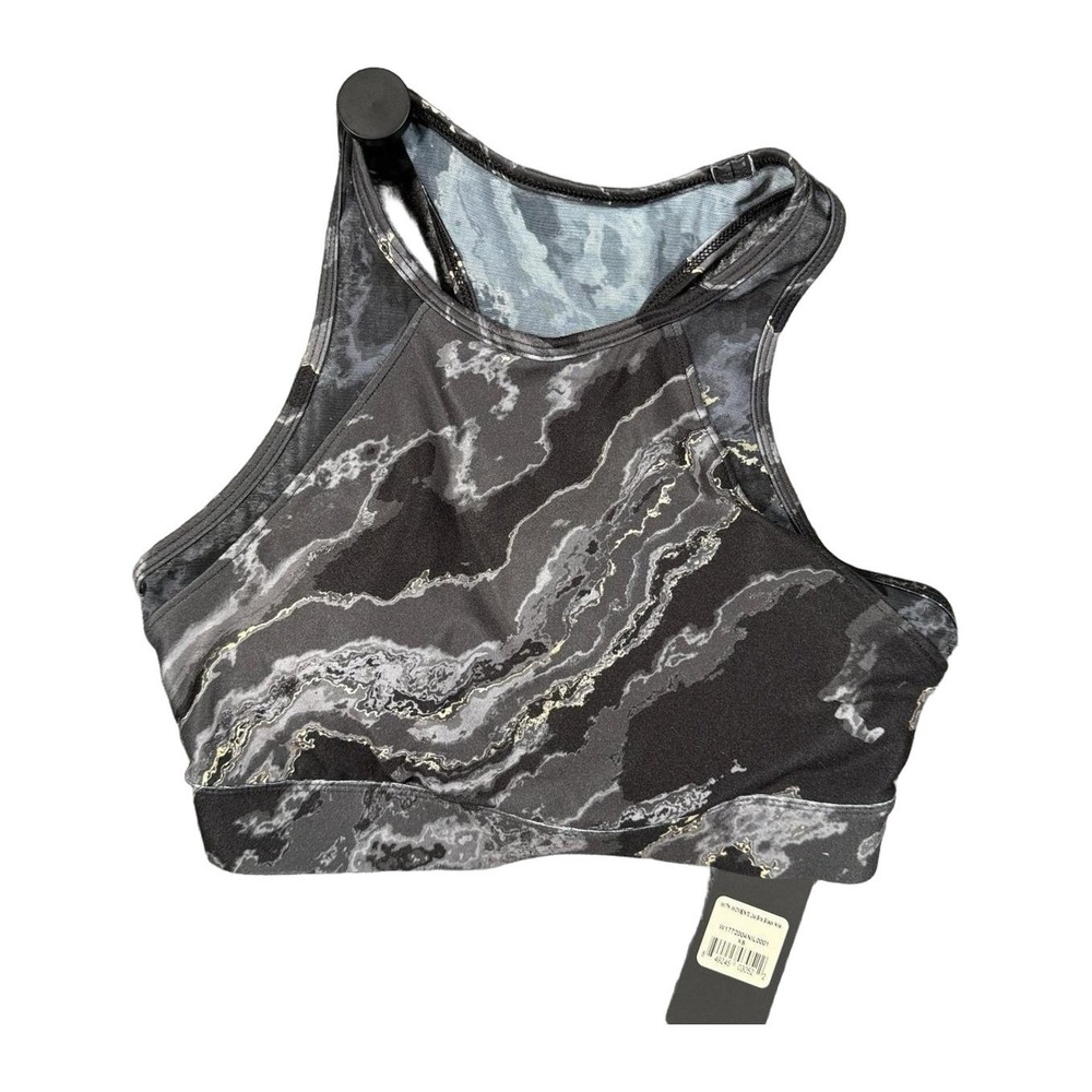 WITH Womens Jia Bra Black Nile Marble High Neck Sports Bra XS Pullover